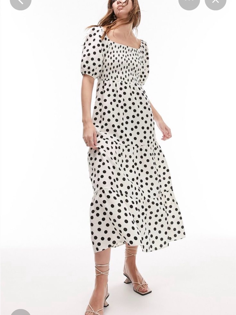 Topshop White Maxi Dress with Black Polka Dots